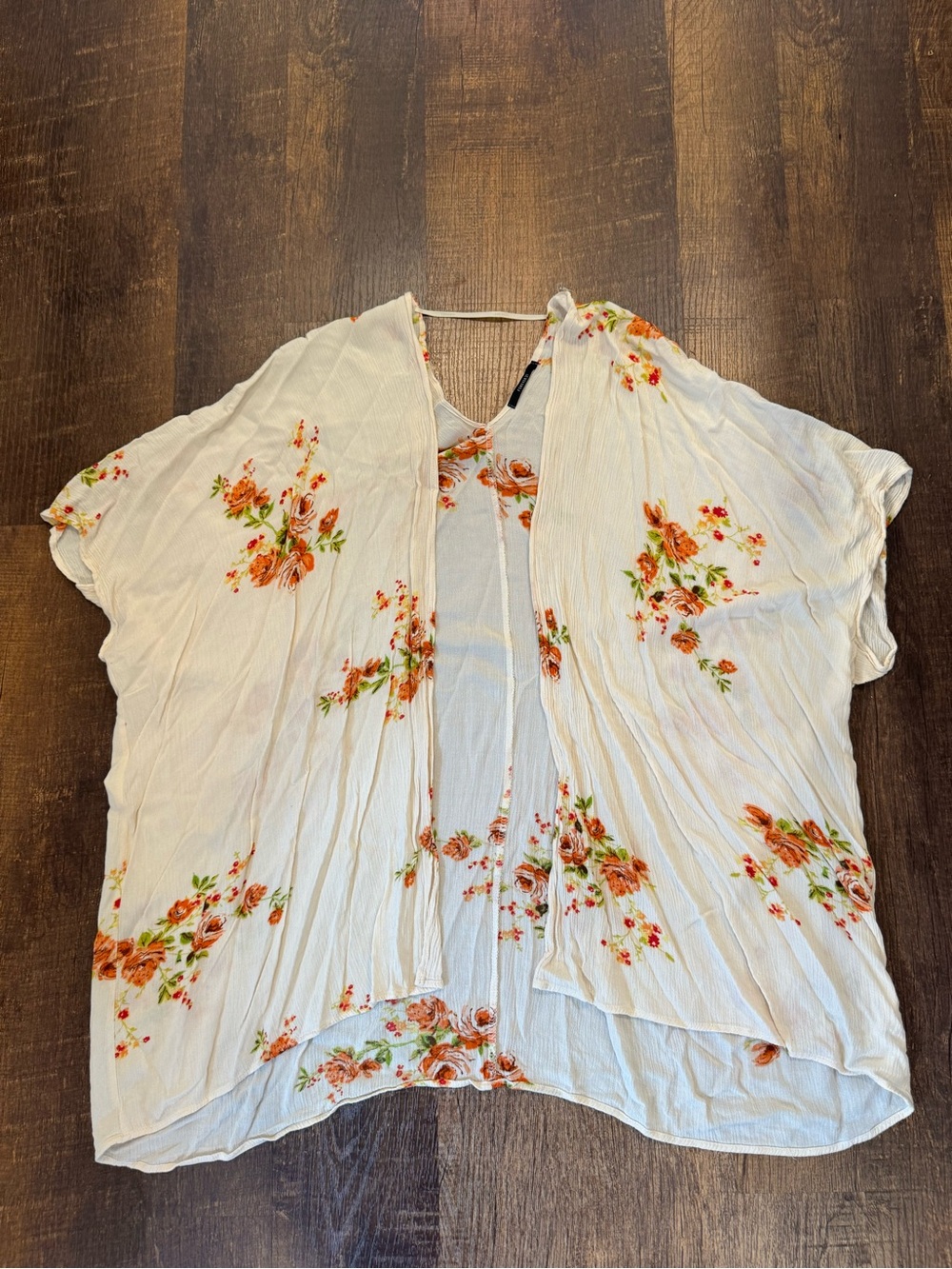 Forever21 cream and orange floral kimono
